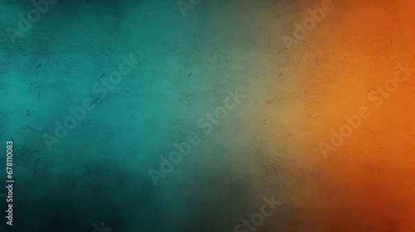 Fototapeta Poster banner landing page background with a grainy texture and a color gradient of teal, orange, and black
