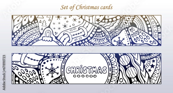 Fototapeta Christmas pattern. cartoon doodle designe. party card