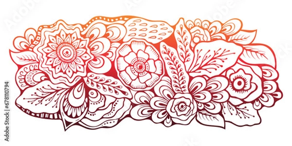 Fototapeta abstract background. cartoon floral doodle banner or card. template for invitation