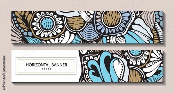 Fototapeta abstract background. cartoon floral doodle banner or card. template for invitation