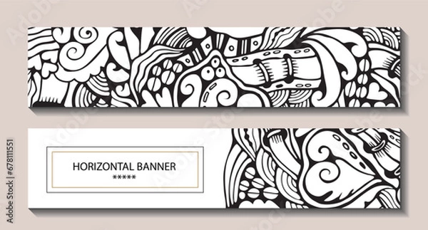 Fototapeta abstract background. cartoon floral doodle banner or card. template for invitation