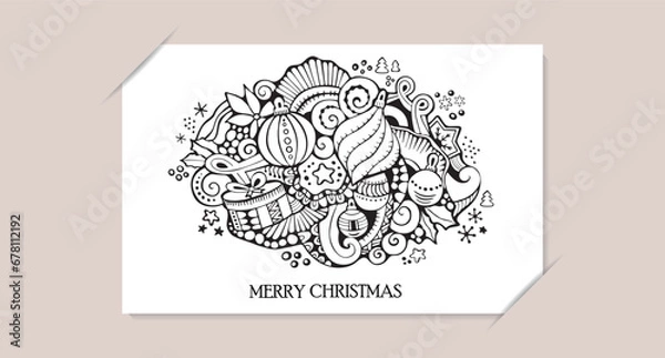 Fototapeta Christmas pattern. cartoon doodle designe. party card