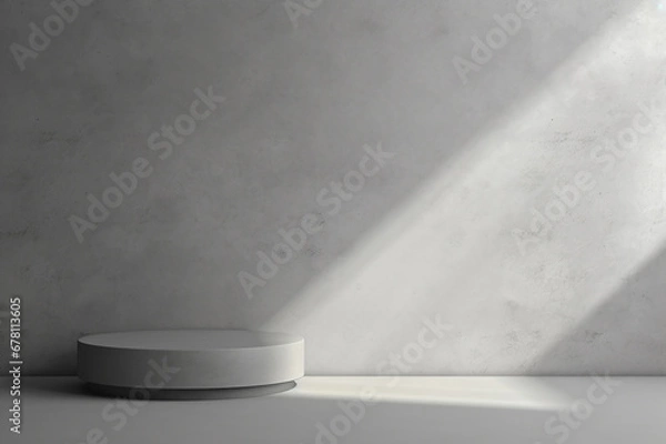 Fototapeta Simple and elegant backdrop for showcasing products. Gray wall with light effect.
