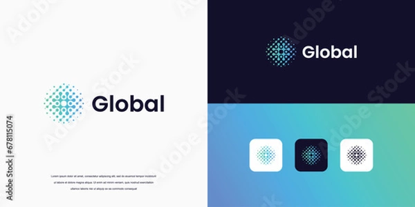 Fototapeta Vector Global Tech Logo Design Template