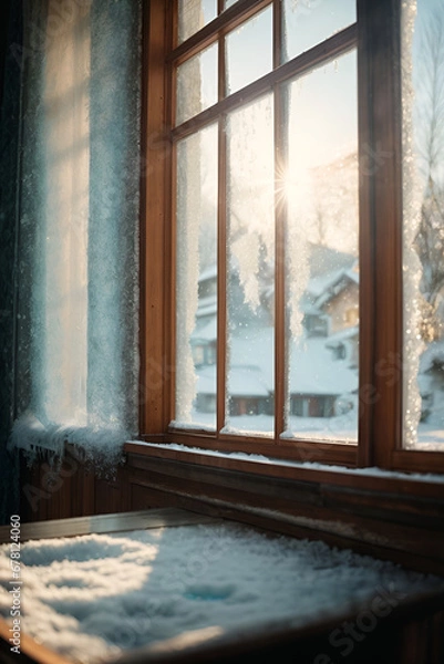 Fototapeta window with snow