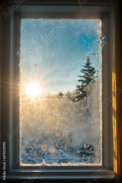 Fototapeta window with snow