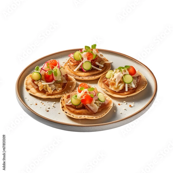 Fototapeta tostada served with delicious filling on a plate, transparent background