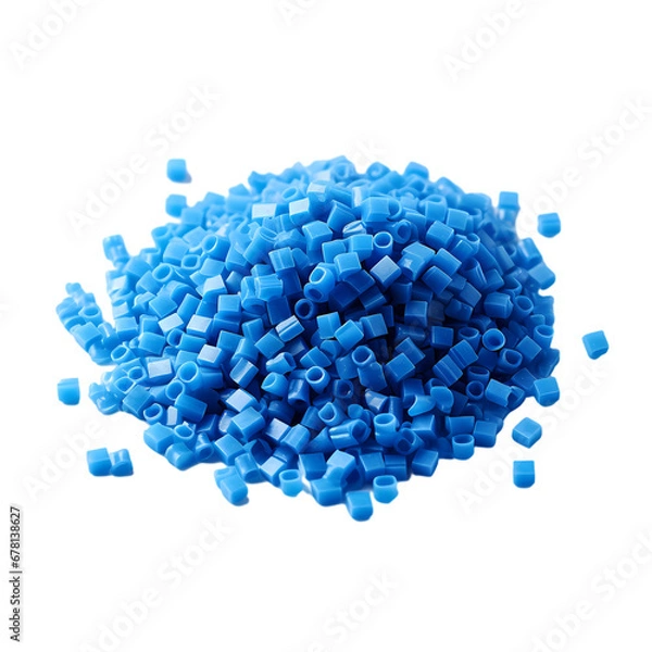 Obraz Blue plastic particles on transparent background, white background, isolated, icon material, vector illustration