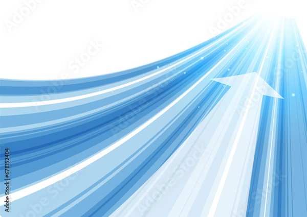 Obraz 矢印と青のウェーブ背景