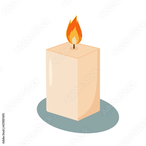Fototapeta Rectangular candle illustration. Icon for relax, spa and aromatherapy. Hand drawn style.