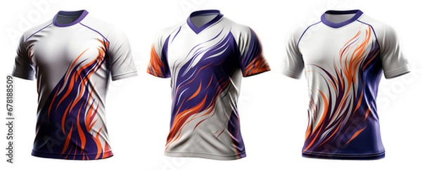 Fototapeta set of sports t-shirt Mockups with front view isolated on transparent background, generative ai