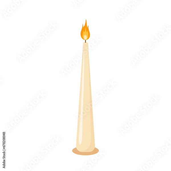 Fototapeta Straight candle illustration. Icon for relax, spa and aromatherapy. Hand drawn style.