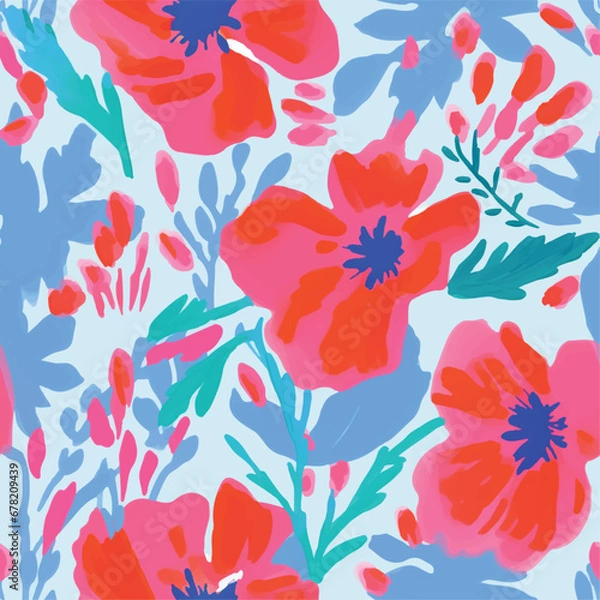 Fototapeta vintage flower pattern , seamless pattern, seamless floral pattern, seamless pattern flowers, flower pattern