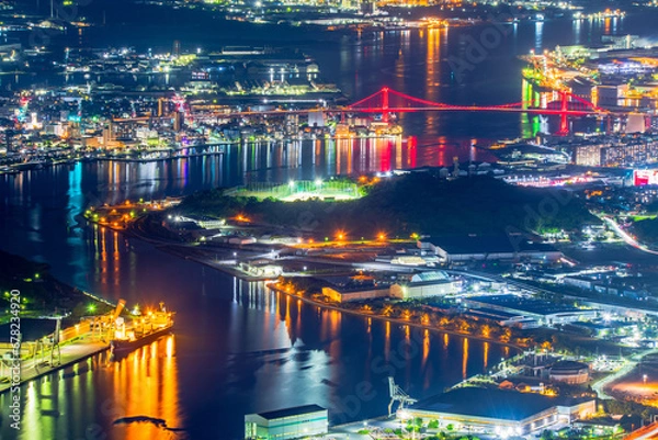 Fototapeta 福岡県　北九州市　皿倉山からの夜景