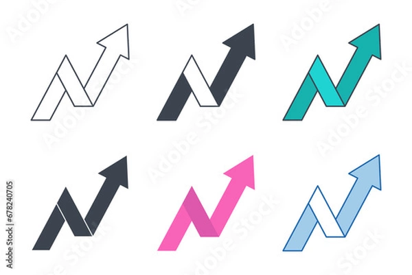Fototapeta Increase Arrow icon collection with different styles. arrow growing pointing up icon symbol vector illustration isolated on white background