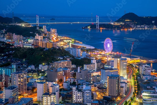 Obraz 山口県　下関市　海峡ゆめタワーからの夜景