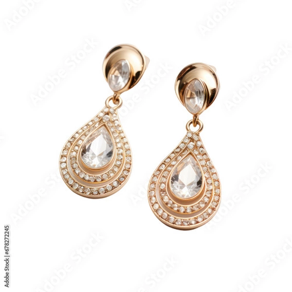 Fototapeta gold earring on a transparent background.