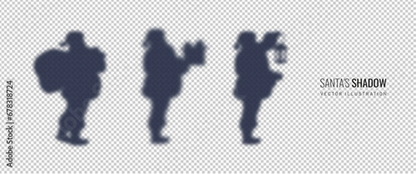 Obraz Santa Claus silhouette blurred. Set of Santa Claus shadow elements for the New Year celebration. Vector illustration