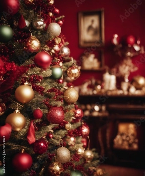 Fototapeta decorated Christmas tree