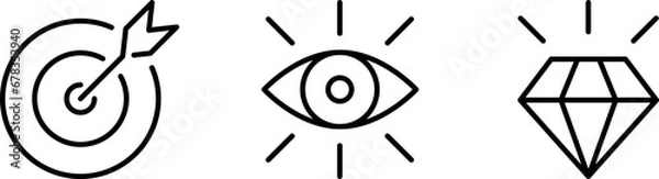 Fototapeta Mission, Vision and Values icons set with mission statement