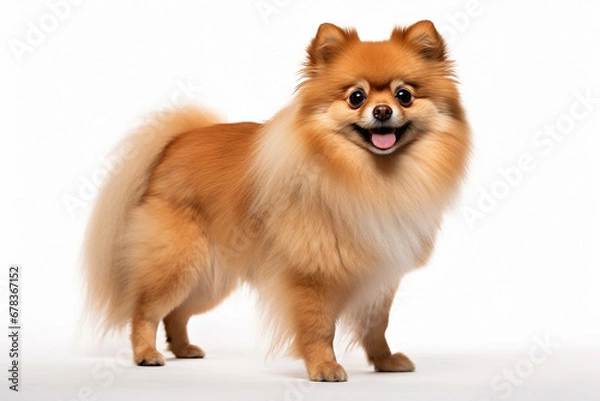 Obraz photo with white background of a Pomeranian breed dog