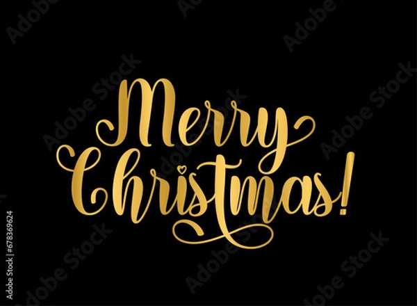 Obraz Merry Christmas quote for card. Hand drawn modern calligraphy . Vector illustration of handwritten lettering