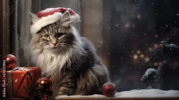 Obraz cat in santa hat