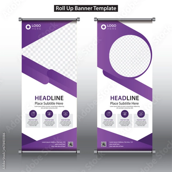 Fototapeta Roll up, roll up banner, rollup banner brochure flyer banner design template vector, roll up design modern x-banner and flag-banner. rectangle size.