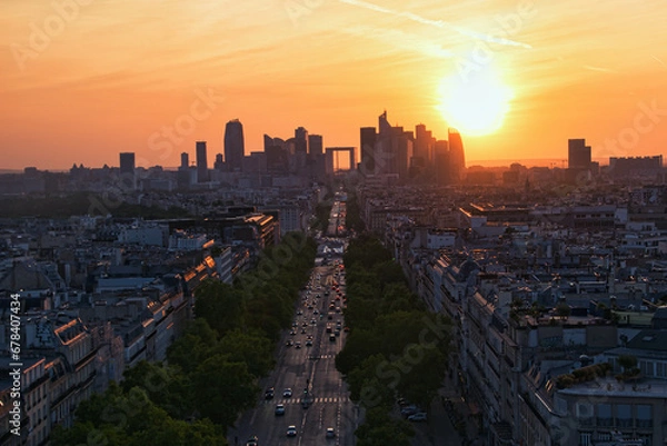 Obraz Atardecer en París, con vistas a La Defense
