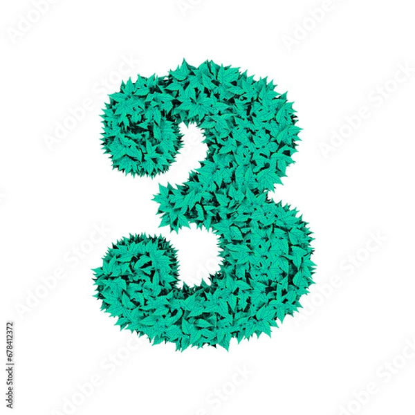 Fototapeta Symbol from menthol leaves. number 3