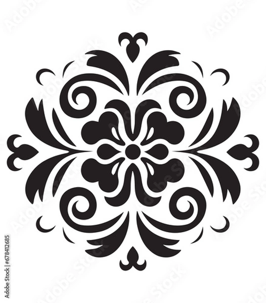 Obraz Ornamental round flower pattern isolated on white background. Black outline mandala. Geometric circular pattern. Vector illustration.
