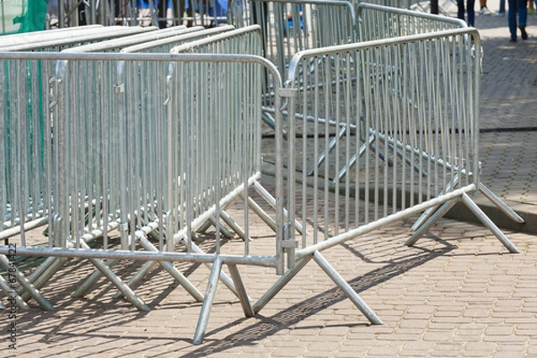 Obraz Metal barriers grouped into deployment.