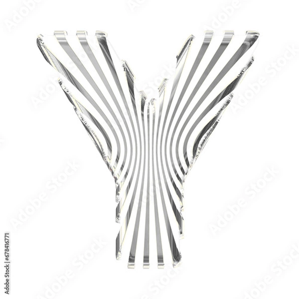 Fototapeta White symbol with ultra thin silver straps. letter y