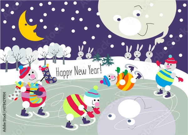 Obraz Merry christmas holiday. Illustration, vector.