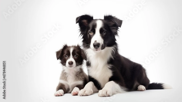 Fototapeta Border Collie with beautiful Puppy