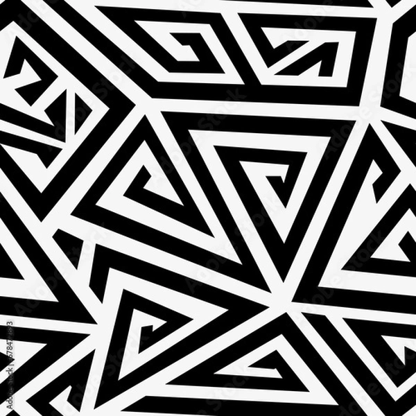Fototapeta Black and White triangle spirals. Seamless pattern