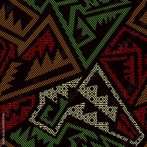 Fototapeta Fabric tribal geometric. Seamless pattern