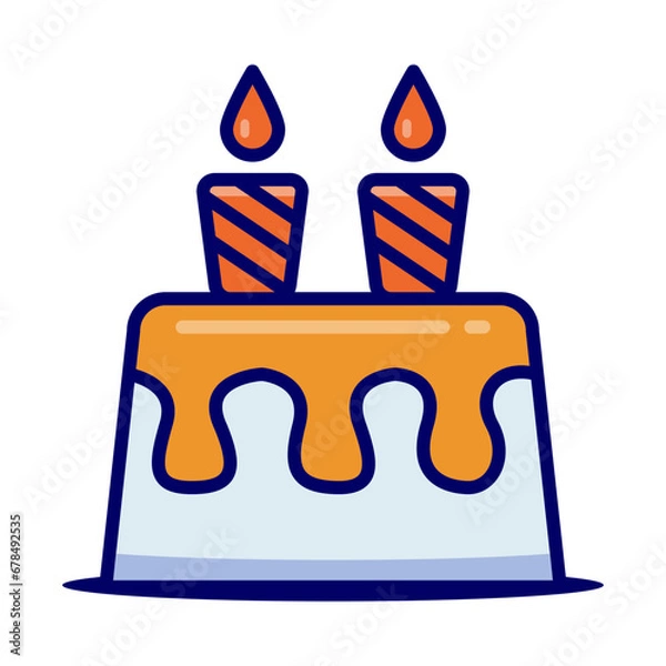 Fototapeta Birthday cake with candles, single icon in color style