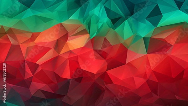 Fototapeta Crimson Red and Emerald Green Geometric Vibrant Pattern