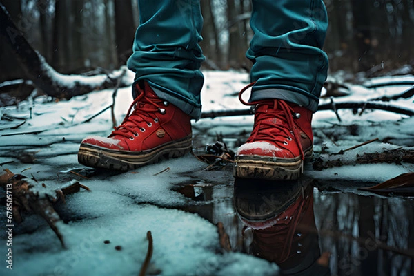 Fototapeta walking in the rain ai generative