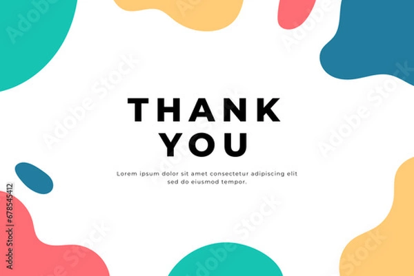 Obraz Abstract hand drawn organic shape with editable text wedding thank you card template. Vector illustration