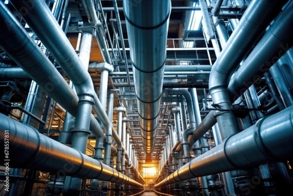 Fototapeta detailed image of distillation columns venting ducts