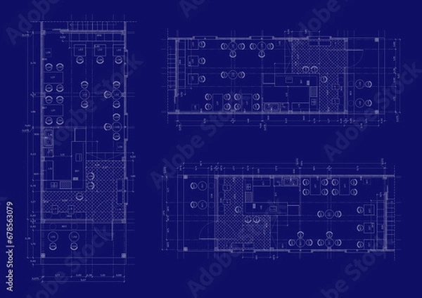 Fototapeta Floor plan designed building on the drawing.