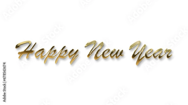 Fototapeta golden happy new year text calligraphy transparent png  for posters and banner and also for social media creative 
