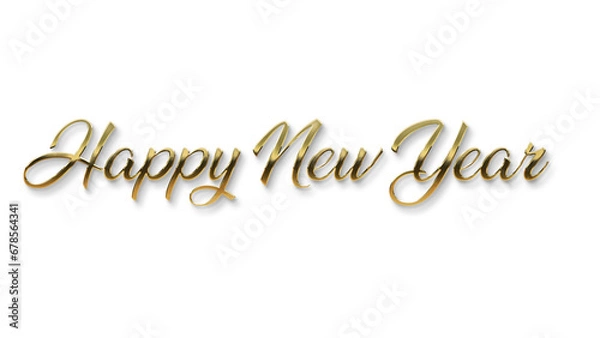 Fototapeta golden happy new year text calligraphy transparent png for posters and banner and also for social media creative