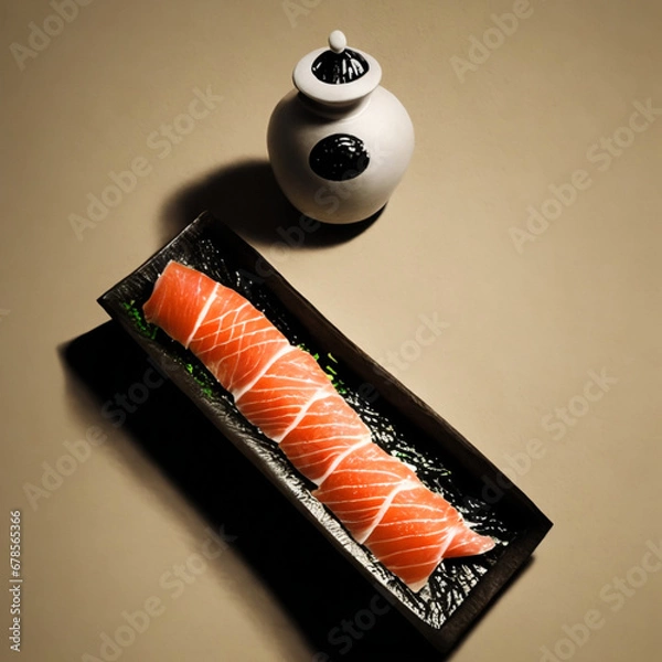 Fototapeta sushi on a plate generative ai