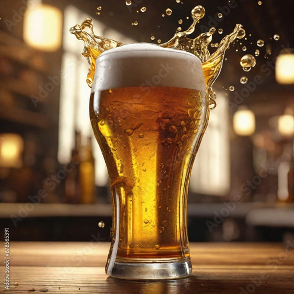 Fototapeta glass of beer generative ai