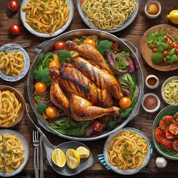 Fototapeta grilled chicken pasta generative ai