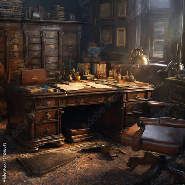 Fototapeta desk of herlock holmes generative ai