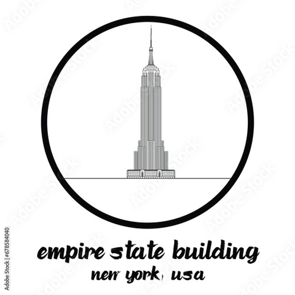 Obraz Circle Icon line empire state tower. vector illustration